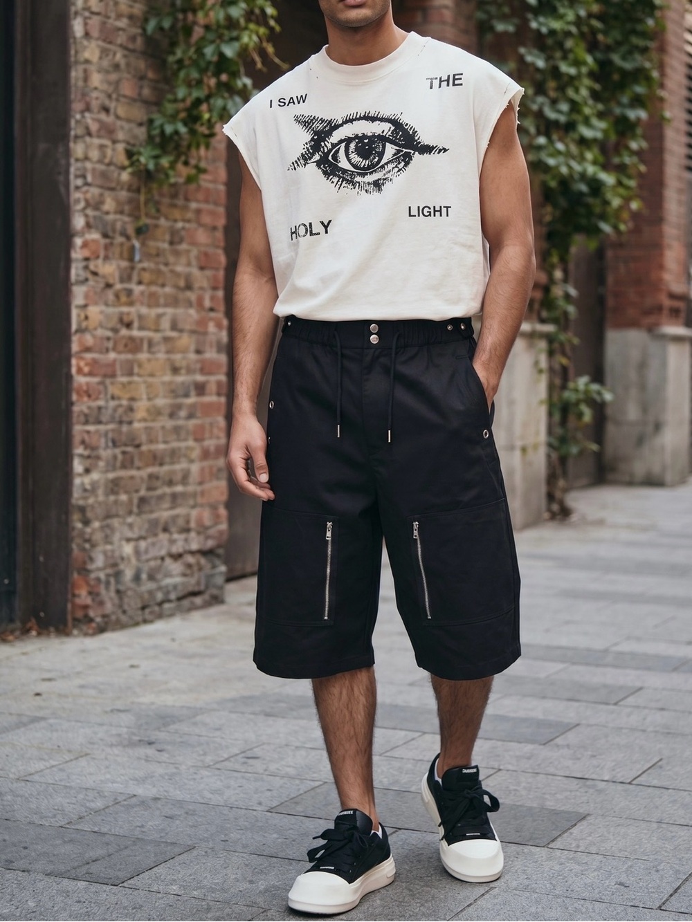 NWT $881 ALEXANDER MCQUEEN Black Bermuda shorts with knee pockets